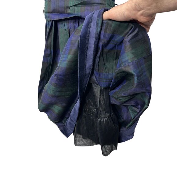 Vintage 90s Laura Ashley Mother Child Girls 9 Tartan Dress Blue Plaid Velvet - Picture 3 of 10